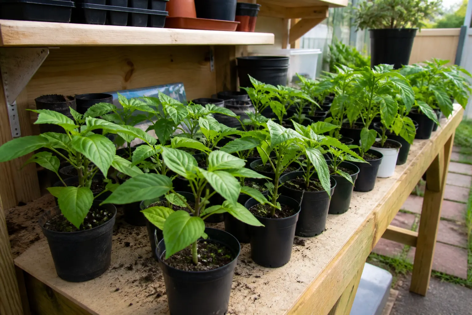 Pepper plants in a grow setting